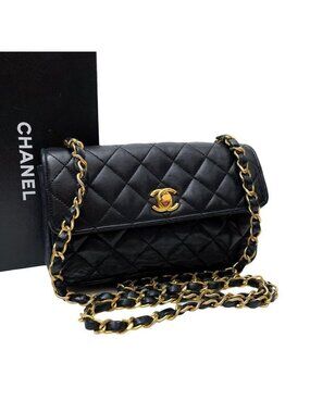 Chanel Lambskin Mini Quilted Flap Shoulder Bag Leather